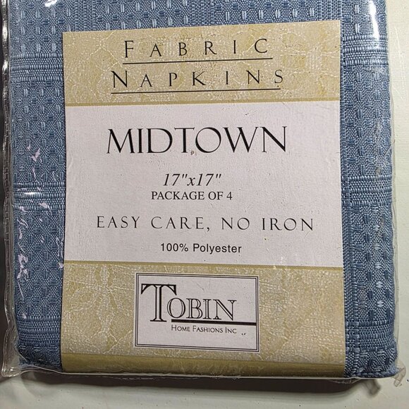 Tobin Midtown Fabric Napkins Blue17" X 17" 2 Packs Of 4 Polyester table linens - Picture 3 of 4
